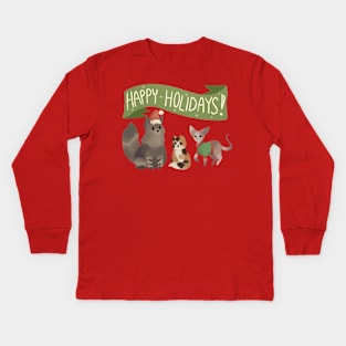 Holiday Cats Kids Long Sleeve T-Shirt